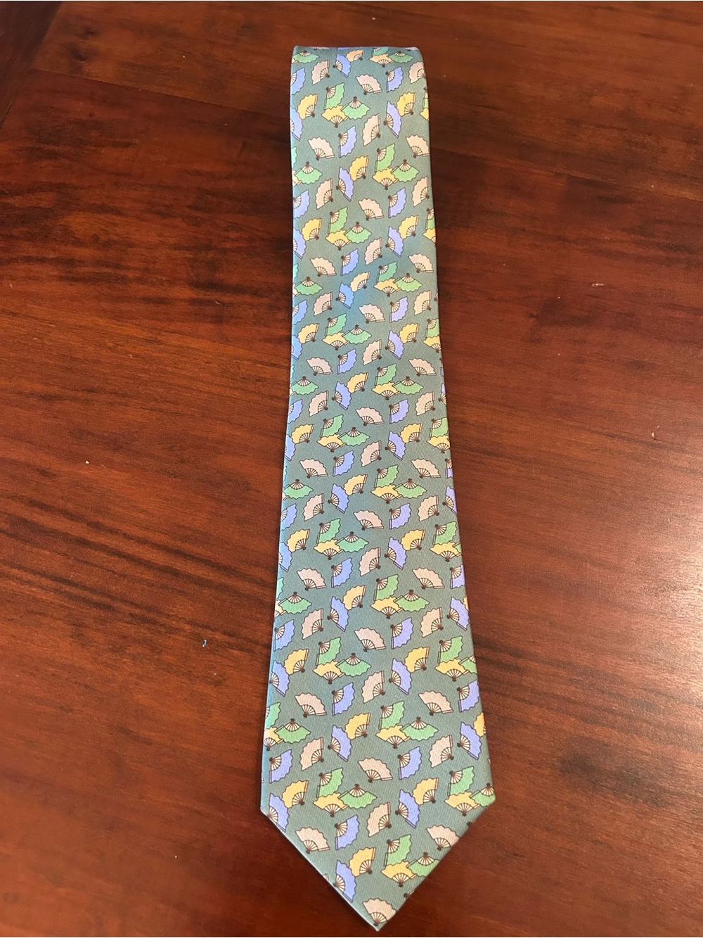 100% Authentic Hermes Silk Tie With Japanese Fans
